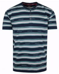 Męski T-Shirt marki Pioneer - Kolorowa w Paski, Guziki Przy Dekolcie. T-shirty męskie Pioneer, m, bez wzorów, z bawełny, bez kołnierzyka. Za 110.00 zł.