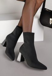 Czarne Botki Vices na Słupku ze Skarpetową Cholewką Adanelle. Czarne botki damskie Renee, eleganckie, bez obcasa, na obcasie, bez zapięcia. Za 139.99 zł.