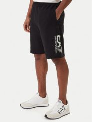 EA7 Emporio Armani Szorty sportowe 7M001329 AF17787 Czarny Regular Fit. Czarne szorty męskie EA7 Emporio Armani, bez wzorów, z bawełny, sportowe. Za 479.99 zł.