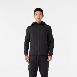 Bluza do biegania męska Kiprun Run 100 Warm ocieplana. Czarne bluzy bez kaptura męskie KIPRUN, m, z elastanu. W wyprzedaży za 89.99 zł.
