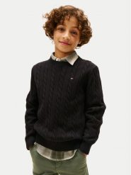 Tommy Hilfiger Sweter KB0KB09753 Czarny Regular Fit. Czarne swetry chłopięce Tommy Hilfiger, bez wzorów, z bawełny, bez kołnierzyka. Za 349.99 zł.