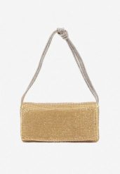 Złota Cyrkoniowa Torebka Wieczorowa Vices Devore. Żółte torebki klasyczne damskie Born2be, bez wzorów, z jeansu, eleganckie, bez kołnierzyka, bez ramiączek. Za 99.99 zł.