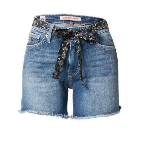 Spodenki turystyczne damskie Superdry Vintage Mid Rise Slim. Niebieskie szorty damskie Superdry., bez wzorów, z bawełny, vintage. Za 113.49 zł.