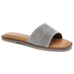 Białe Klapki Tamaris Eleganckie Buty Damskie Na Lato. Białe klapki damskie Tamaris, z aplikacjami, ze skóry, bez obcasa, na obcasie. Za 169.00 zł.