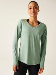 Dare 2b Koszulka funkcyjna "Discern" w kolorze zielonym rozmiar: onesize. Zielone bluzki sportowe damskie Dare 2b, bez wzorów, z materiału, bez ramiączek. Za 76.04 zł.