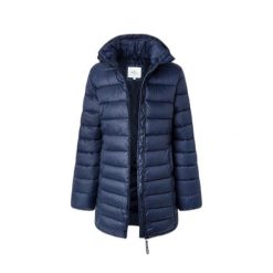 Damska kurtka puchowa Pepe Jeans Maddie. Niebieskie kurtki damskie Pepe Jeans, s, z aplikacjami, z bawełny, bez kaptura. Za 624.30 zł.