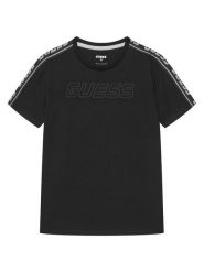 Guess T-Shirt L4YI50 J1314 Czarny Regular Fit. Czarne t-shirty chłopięce Guess, z aplikacjami, z bawełny, bez ramiączek. Za 99.99 zł.
