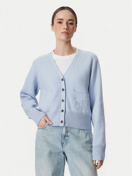 Calvin Klein Jeans Kardigan LV044H327G Niebieski jasny Regular Fit. Niebieskie kardigany damskie Calvin Klein Jeans, s, bez wzorów, z bawełny. Za 649.99 zł.