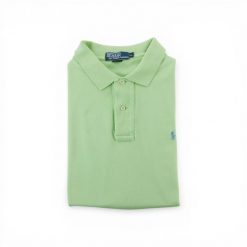 Męska zielona koszulka polo z krótkim rękawem. Zielone koszulki polo męskie Ralph Lauren, l, bez wzorów, z tkaniny, bez ramiączek. Za 102.20 zł.