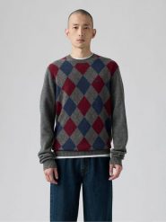 Levi's Sweter w kolorze szaro-czerwono-niebieskim rozmiar: S. Czerwone swetry męskie Levi's, s, bez wzorów, z wełny, bez kołnierzyka. Za 119.68 zł.