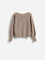 Sweter z dodatkiem wełny - brązowy. Brązowe swetry klasyczne damskie Reserved, l, z dzianiny, bez kołnierzyka. Za 129.99 zł.