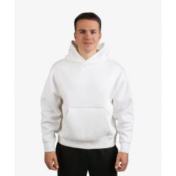 Bluza INTERLOCK OVERSIZE DZIK® biała. Białe bluzy z kapturem męskie DZIK, l, z materiału. Za 349.99 zł.