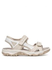 Rieker Sandały 68866-62 Beżowy. Brązowe sandały damskie Rieker, bez wzorów, z materiału, bez obcasa, na płaskiej podeszwie. Za 339.99 zł.