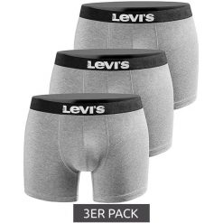 Bokserki majtki męskie Levi's Boxers 3-Pack. Szare bokserki męskie Levi's, bez wzorów, z gumy. Za 99.00 zł.