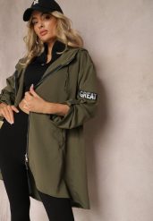 Ciemnozielona Kurtka Wiatrówka Oversize Palishe. Zielone kurtki damskie Renee, s, bez wzorów, bez kaptura. Za 54.99 zł.