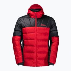 Kurtka puchowa męska Jack Wolfskin Nebelhorn Down Hoody. Czerwone kurtki męskie Jack Wolfskin, m, bez wzorów, z puchu, sportowe, bez kaptura. Za 569.99 zł.