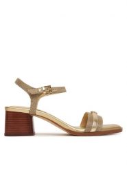 MICHAEL Michael Kors Sandały Mandy 40S6MAMS1D Złoty. Żółte sandały damskie MICHAEL Michael Kors, bez wzorów, ze skóry, bez obcasa, na słupku. Za 629.99 zł.