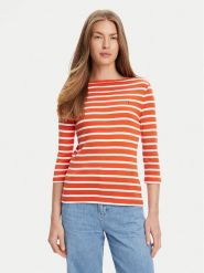 Tommy Hilfiger Bluzka New Cody WW0WW40589 Pomarańczowy Slim Fit. Brązowe bluzki damskie Tommy Hilfiger, xs, bez wzorów, z bawełny, bez ramiączek. Za 159.99 zł.