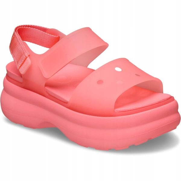 Sandały dla Kobiet Crocs Soho Frosted Y-Strap Sandal. Zielone sandały damskie Crocs, bez wzorów, z materiału, bez obcasa, na platformie. Za 289.99 zł.