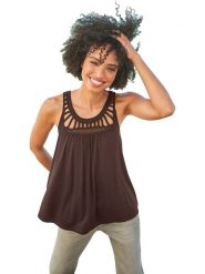 Heine Top w kolorze brązowym rozmiar: 44. Brązowe topy damskie Heine, bez wzorów, z koronki, bez kołnierzyka. Za 52.17 zł.