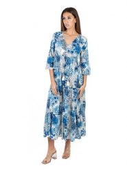 Isla Bonita by SIGRIS Sukienka w kolorze niebieskim rozmiar: XL. Niebieskie sukienki damskie Isla Bonita by SIGRIS, na co dzień, xl, bez wzorów, z bawełny, bez kołnierzyka, bez ramiączek, maxi, proste. Za 127.35 zł.
