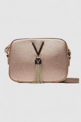 VALENTINO Złota torebka Divina Camera Bag. Żółte torebki klasyczne damskie Valentino by Mario Valentino, bez wzorów, małe, bez dodatków. W wyprzedaży za 209.99 zł.