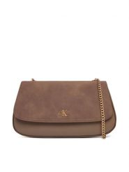 Calvin Klein Torebka Ck Conv Chain Brushed Medium Bag LV04F3407G Beżowy. Brązowe torebki klasyczne damskie CALVIN KLEIN, bez wzorów, ze skóry, bez dodatków. Za 649.99 zł.