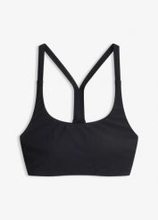 Góra od bikini typu bustier z szybkoschnącego materiału. Czarne bikini damskie bonprix, bez wzorów. Za 79.99 zł.