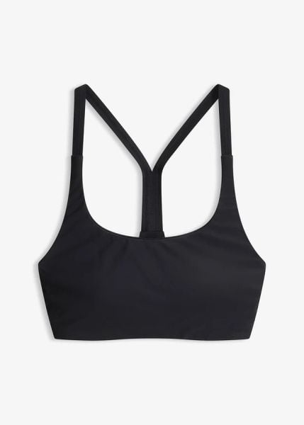 Góra od bikini typu bustier z szybkoschnącego materiału. Czarne bikini damskie bonprix, bez wzorów. Za 77.99 zł.