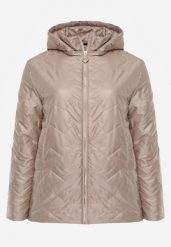 Brązowa Pikowana Kurtka Przejściowa o Prostym Kroju z Kapturem Vimoris. Brązowe kurtki damskie Born2be, l, bez wzorów, z jeansu, z kapturem. Za 149.99 zł.