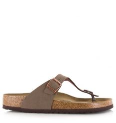 Japonki damskie Birkenstock 043751. Brązowe klapki damskie Birkenstock, z aplikacjami, z jeansu, bez obcasa. Za 569.00 zł.