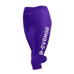 Legginsy techniczne do biegania Capri damskie z taśmami kinetycznymi. Fioletowe legginsy damskie R-EVENGE, bez wzorów, z elastanu. Za 212.88 zł.