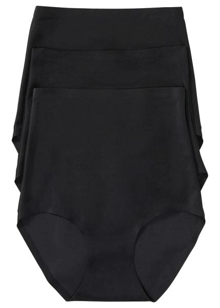 Figi bezszwowe ze średnim stopniem modelowania (3 pary). Czarne figi damskie bonprix, bez wzorów. Za 114.99 zł.