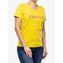 Koszulka bawełniana damska Edelrid Corporate T-Shirt II. Żółte bluzki sportowe damskie EDELRID, z bawełny, bez kołnierzyka, bez ramiączek. W wyprzedaży za 121.25 zł.