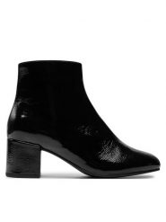 HÖGL Botki 8-134115 Czarny. Czarne botki damskie HÖGL, z lakierowanej skóry, bez obcasa, na słupku, bez zapięcia. Za 639.99 zł.