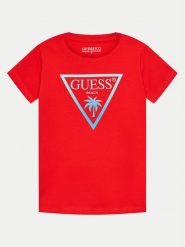 Guess T-Shirt L4GI33 J1311 Czerwony Regular Fit. Czerwone t-shirty chłopięce Guess, z aplikacjami, z bawełny, bez ramiączek. Za 129.99 zł.