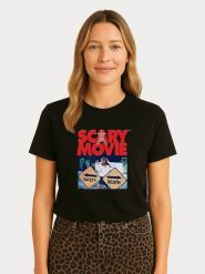 WOOOP Koszulka "Scary Movie Official Safety vs Death" w kolorze czarnym rozmiar: L. Czarne bluzki damskie Wooop, l, bez wzorów, z bawełny, bez kołnierzyka, bez ramiączek. Za 56.99 zł.