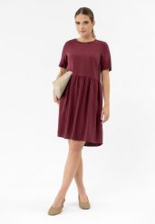 Luźna sukienka z lyocellu G-AWITA. Czerwone sukienki damskie Volcano, na co dzień, s, bez wzorów, z lyocellu, eleganckie, bez kołnierzyka, bez ramiączek, mini, proste. Za 159.99 zł.