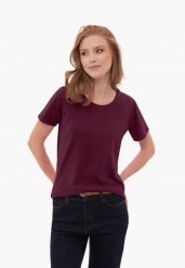 Elastyczna koszulka basic T-ANA. Czerwone t-shirty damskie Volcano, m, bez wzorów, z bawełny, bez ramiączek. Za 59.99 zł.