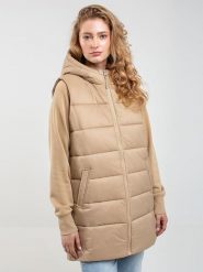 BIG STAR Kamizelka pikowana w kolorze beżowym rozmiar: L. Brązowe kamizelki damskie Big Star, l. Za 144.99 zł.