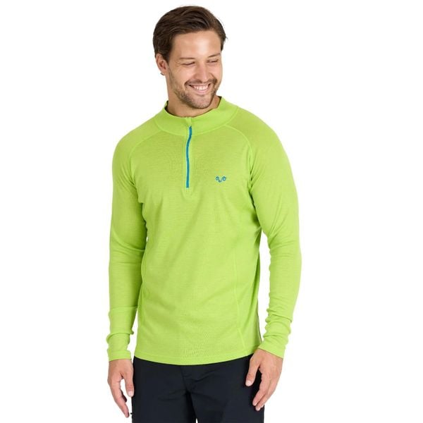 Astro - męska koszulka 100% wełna merino z zamkiem YKK (195 g/m²) M, Limonkowy. Zielone bielizna termoaktywna męska WOOLONA, m, bez wzorów, z materiału. Za 324.00 zł.