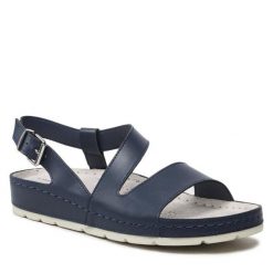 Sandały Clara Barson. Niebieskie sandały damskie Clara Barson, bez wzorów, bez obcasa, na płaskiej podeszwie. Za 99.99 zł.