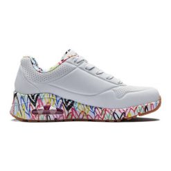 Buty Skechers X Jgoldcrown Uno Loving Love 155506-WHT białe. Białe buty sportowe na co dzień damskie bez wzorów, z gumy. Za 531.58 zł.