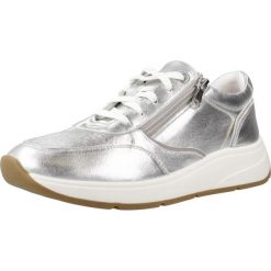 Tenisówki Geox Model D Cristael Kolor Srebrny. Szare trampki i tenisówki damskie Geox, bez wzorów, ze skóry. Za 409.99 zł.