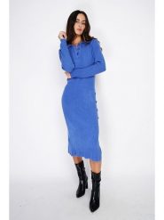 ASSUILI Sukienka dzianinowa w kolorze niebieskim rozmiar: 36. Niebieskie sukienki damskie Assuili, na co dzień, bez wzorów, z dzianiny, bez kołnierzyka, bez ramiączek, midi, proste. Za 166.10 zł.