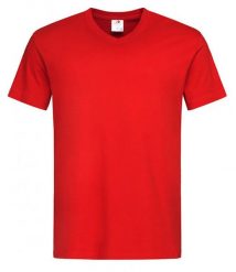 Czerwony Bawełniany T-Shirt w Serek, Męski Bez Nadruku -STEDMAN- Koszulka, Krótki Rękaw, V-neck. Czerwone t-shirty męskie Stedman, l, bez wzorów, z bawełny, bez kołnierzyka. Za 49.00 zł.