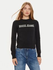 Guess Jeans Sweter W4BR10 Z3HM1 Czarny Regular Fit. Czarne swetry klasyczne damskie Guess Jeans, xs, z bawełny, bez kołnierzyka. Za 339.99 zł.