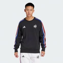 Bluza France Essentials 3-Stripes. Białe bluzy bez kaptura męskie Adidas, l, z bawełny. W wyprzedaży za 139.50 zł.