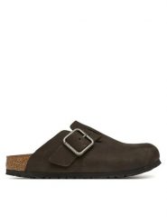 Birkenstock Klapki Boston Wire Buckle 1032762 Brązowy ciemny. Brązowe klapki damskie Birkenstock, bez wzorów, z nubiku, bez obcasa. Za 779.99 zł.