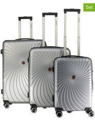 Geographical Norway 3-częściowy zestaw "Sunlighteo" w kolorze srebrnym rozmiar: onesize. Szare walizki Geographical Norway, bez wzorów, z materiału. Za 347.99 zł.